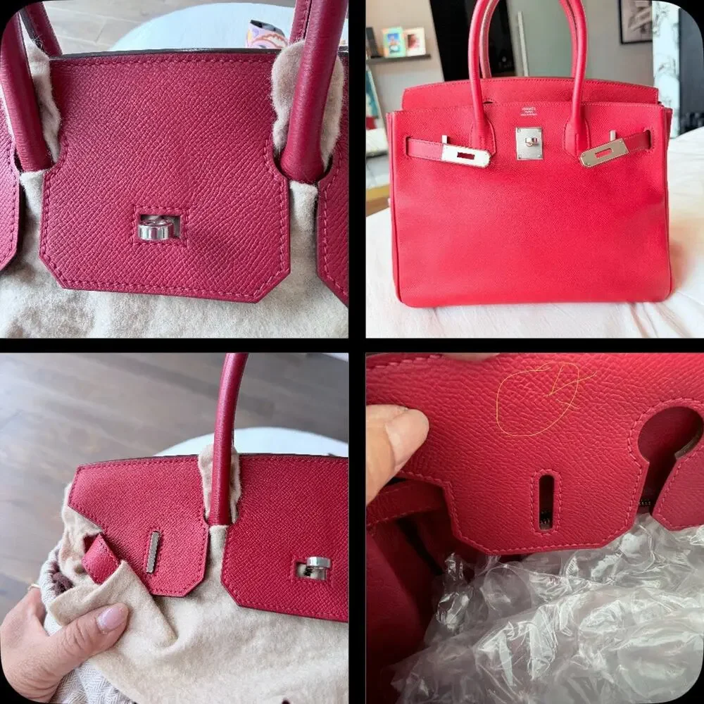 Hermes Birkin 30 Vibrant Red Epsom Palladium PHW Stamp X 2016
